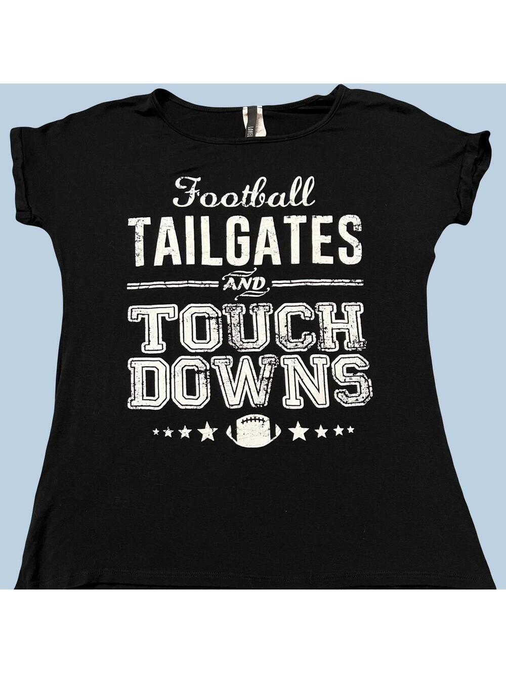Black and white football tailgates and touch downs t-shirt